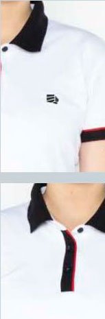 Camiseta polo blanco, cuello blandiz y resortes negros